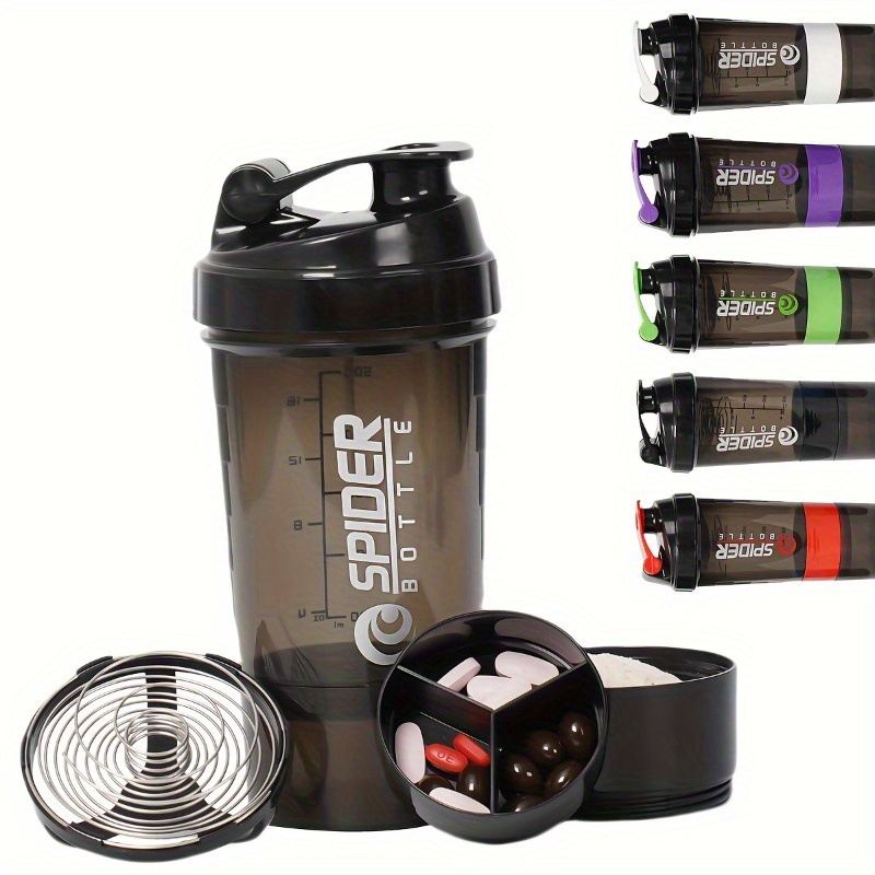 600ml Plastic Shaker Bottle - Portable Protein Mixer Cup For Gym, Sports & Fitness (Black)