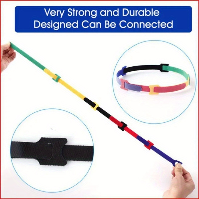 15pcs Multi-Color Nylon Hook & Loop Cable Ties