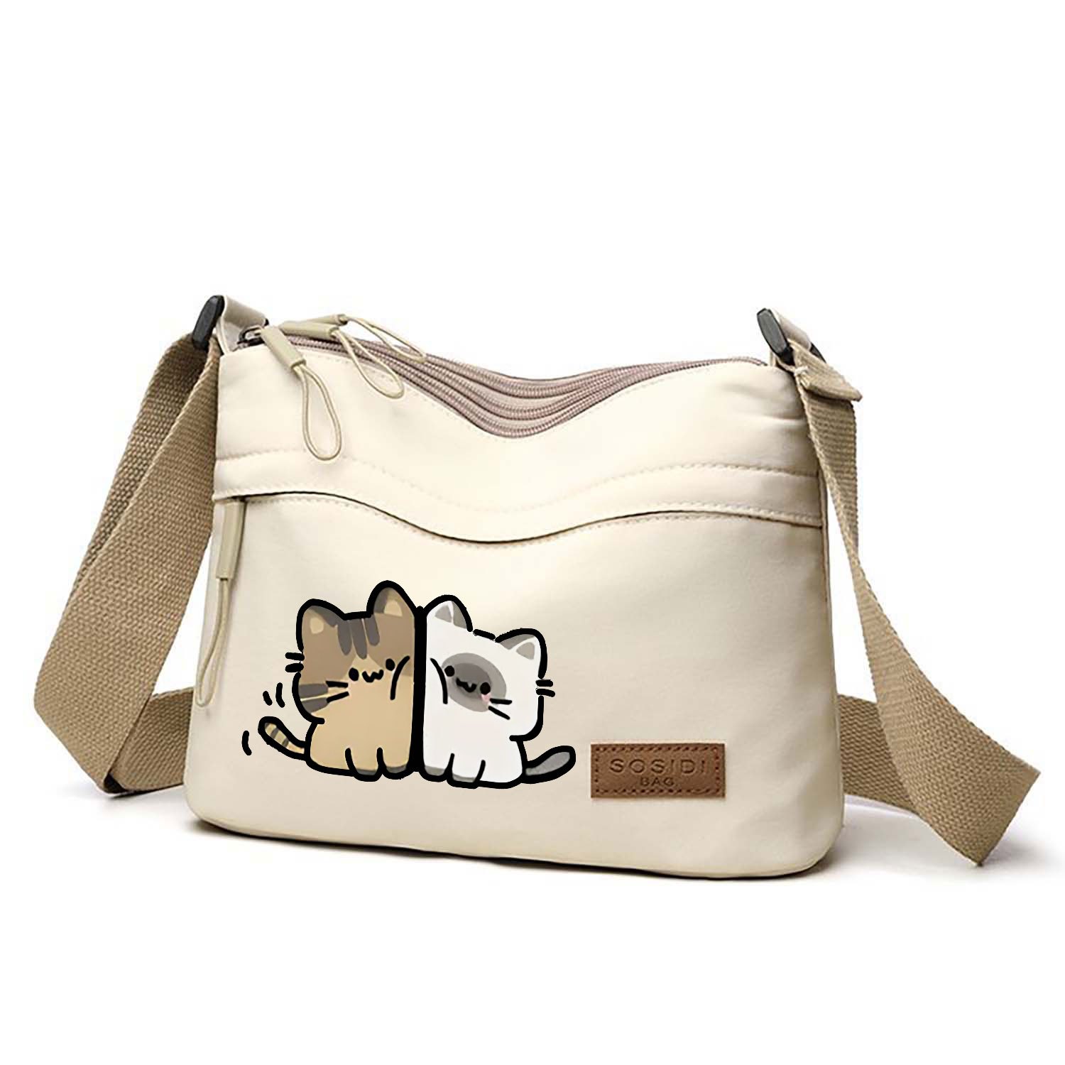 TEMU Borsa a Tracolla con Zip e Design a Tema Gatto - Capiente e Compatta, per Pendolari, Viaggi e Regali, Lavabile , Adatta per Look Casual o