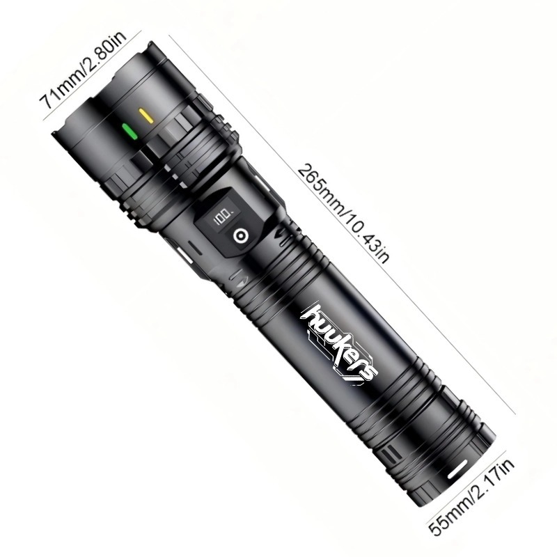 E-shop Hochleistungstaschenlampe, 3600 mAh Akku mit hoher Kapazität, wiederaufladbar über USB, 3000 Lumen, IP44, 4 Lichtmodi, ausgestattet mit