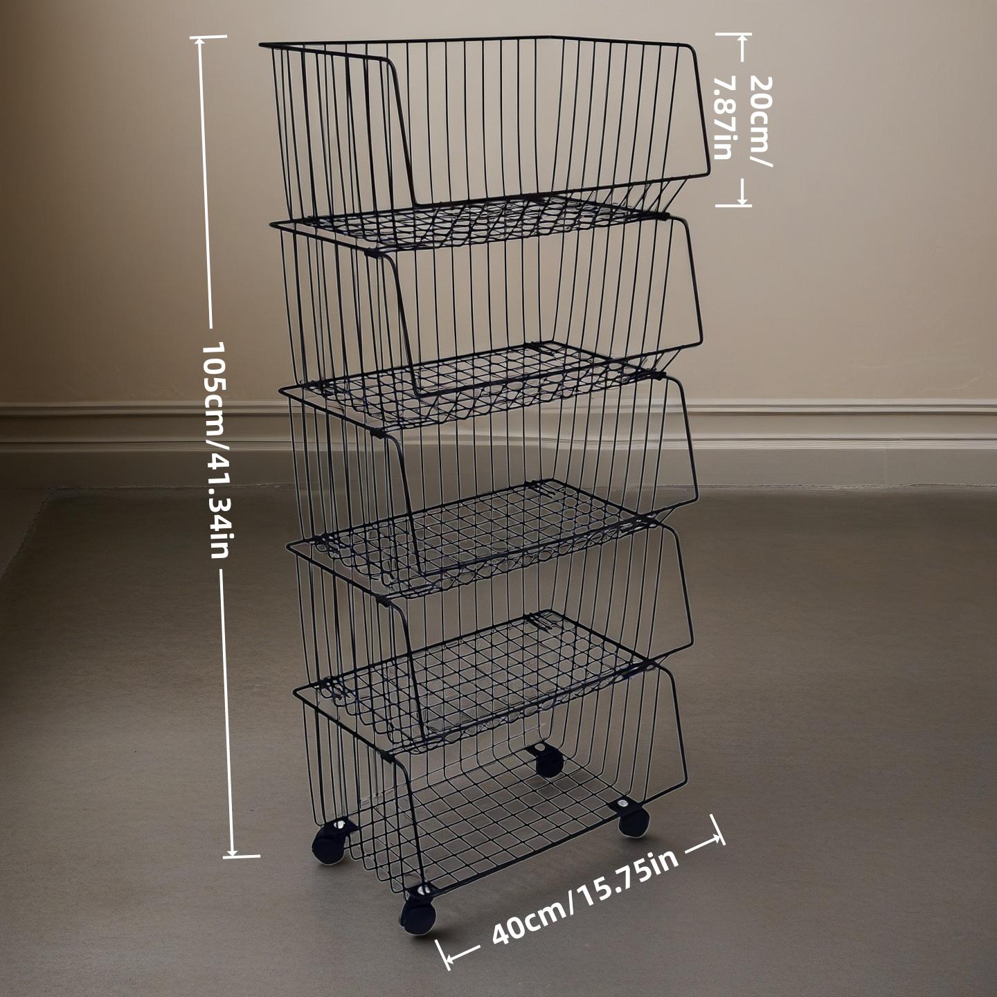 Multi-Layer Iron Storage Cart with Wheels, Mobile Organizer Rack