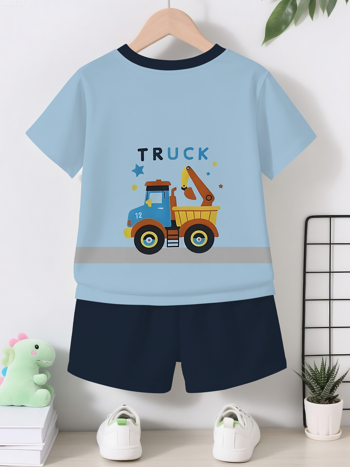 light blue printed digital printed summer trendy and fashionable boys and childrens clothing   casual clothing t shirts suitable for daily and outdoor   perfect gift for babies and children for outdoor Product details 1