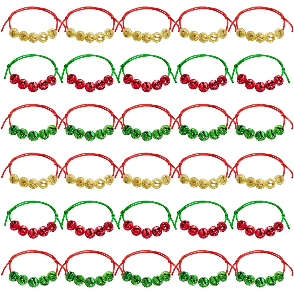 TEMU 30pcs Bell Bracelets Adjustable Wrist Band And Golden Metal Bells Bracelets For Christmas Party Gift