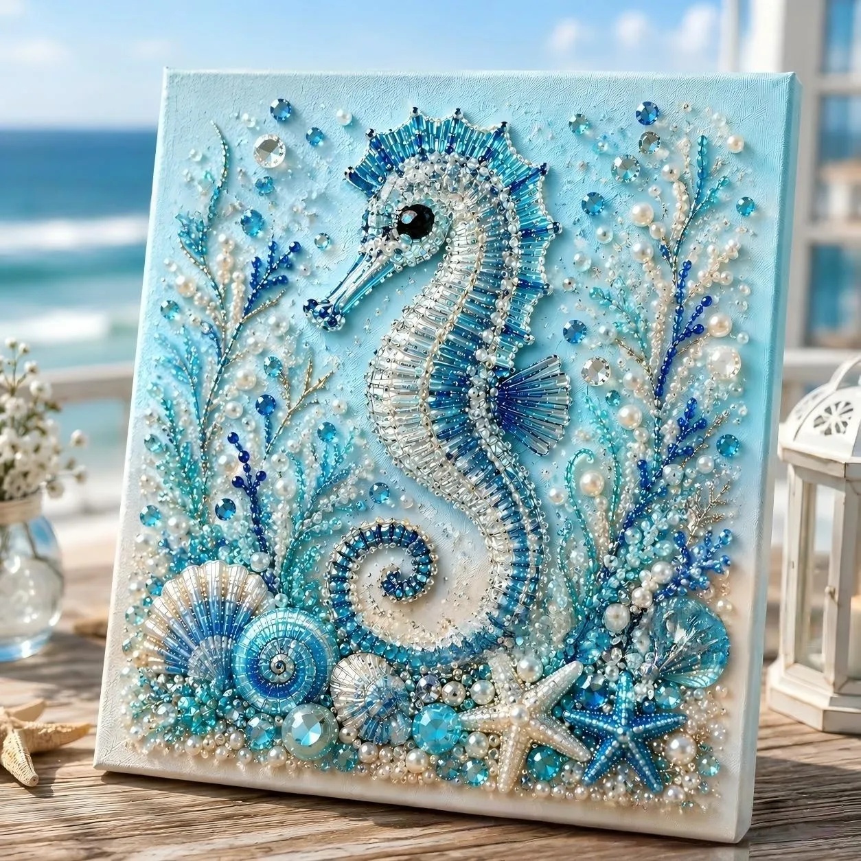 TEMU Diy Pearl Diamond Painting, Frameless, Ocean Luxury Theme, Suitable For Adults And Beginners, Diamond Painting, Home Wall Decoration, A Great