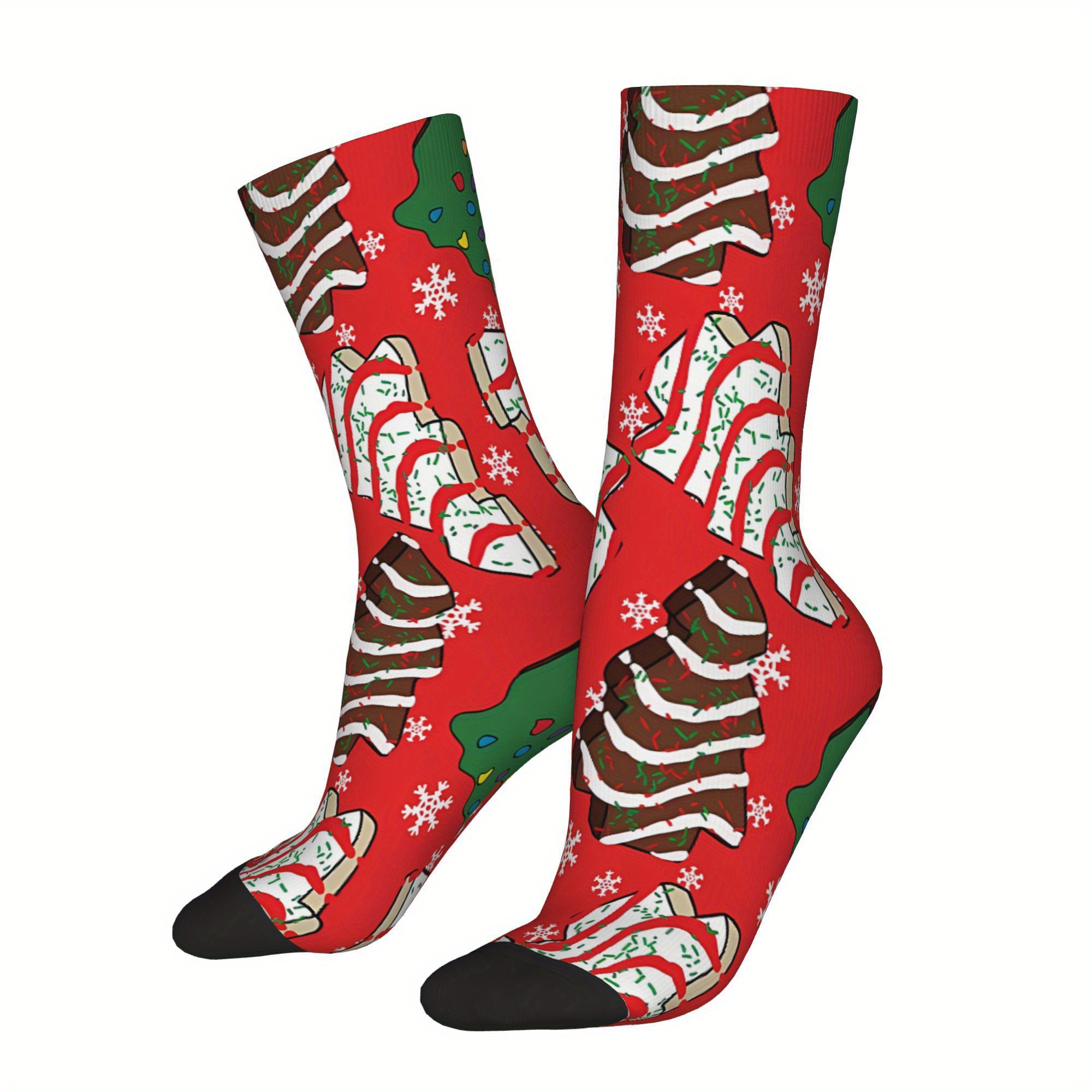 

1 Pair Hip Hop Retro Christmas Tree Cake Crazy Men's Socks Christmas Decoration Gift Seamless Printed Funny Novelty Sock Gift