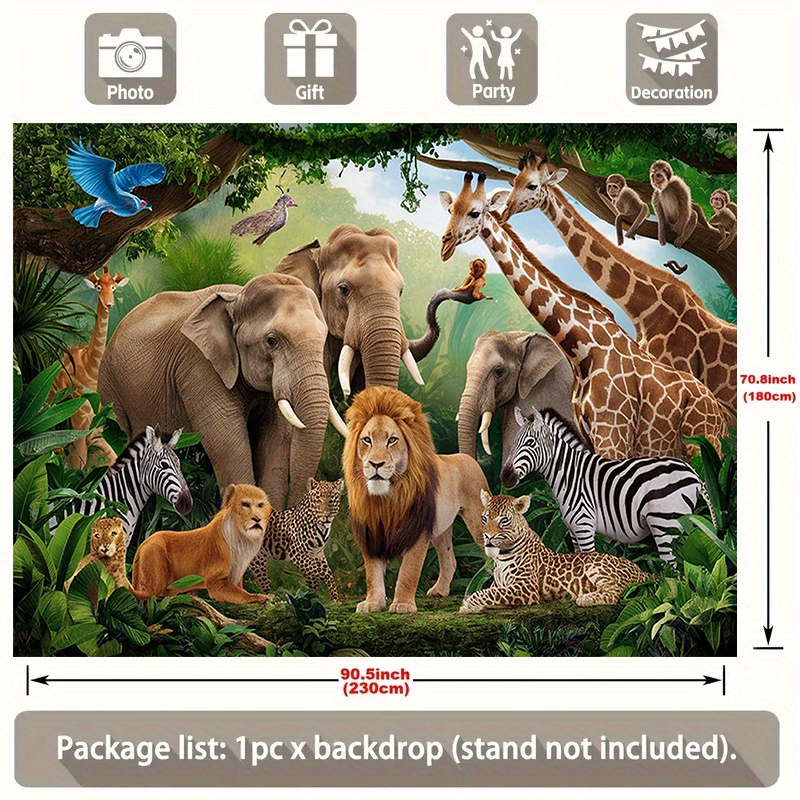 TEMU Party Banner 1pc, Forest Animal Party Background Decoration Background Photo Props, Polyester Banner Decor, Home Decor, Room Decor, Wall Decor,