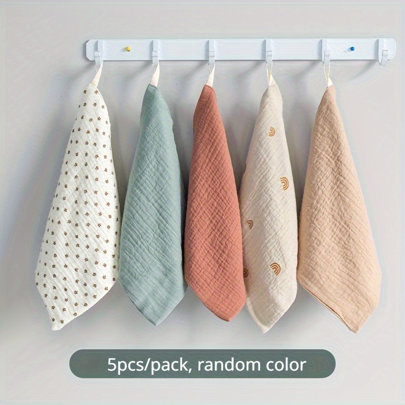 Image of 5-piece Space-themed Facial Towel Set In Random Colors - Absorbent And Lightweight Cotton Squares, Suitable For Kitchens And Bathrooms