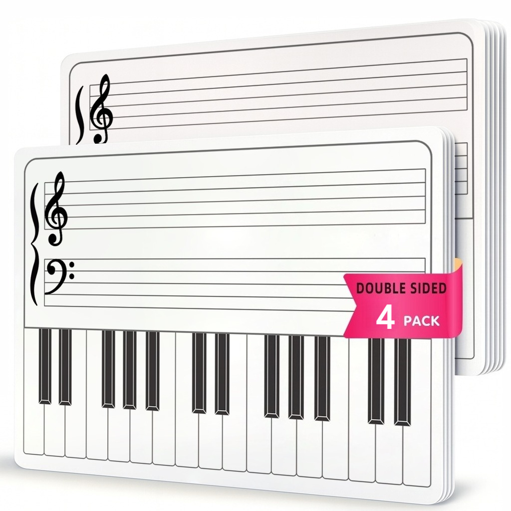 TEMU Co×co Double-sided Dry Erase Music Whiteboards, 21x28.5cm Staff & Piano Keyboard Lap Boards, Wipe-clean Reusable Flexible Music Writing Boards,