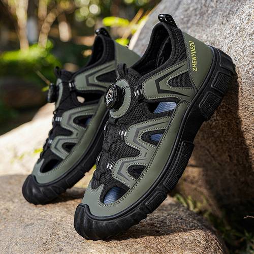 mens outdoor hiking shoes for stream trekking featuring breathable design lacing knobs sporty and cool sandals