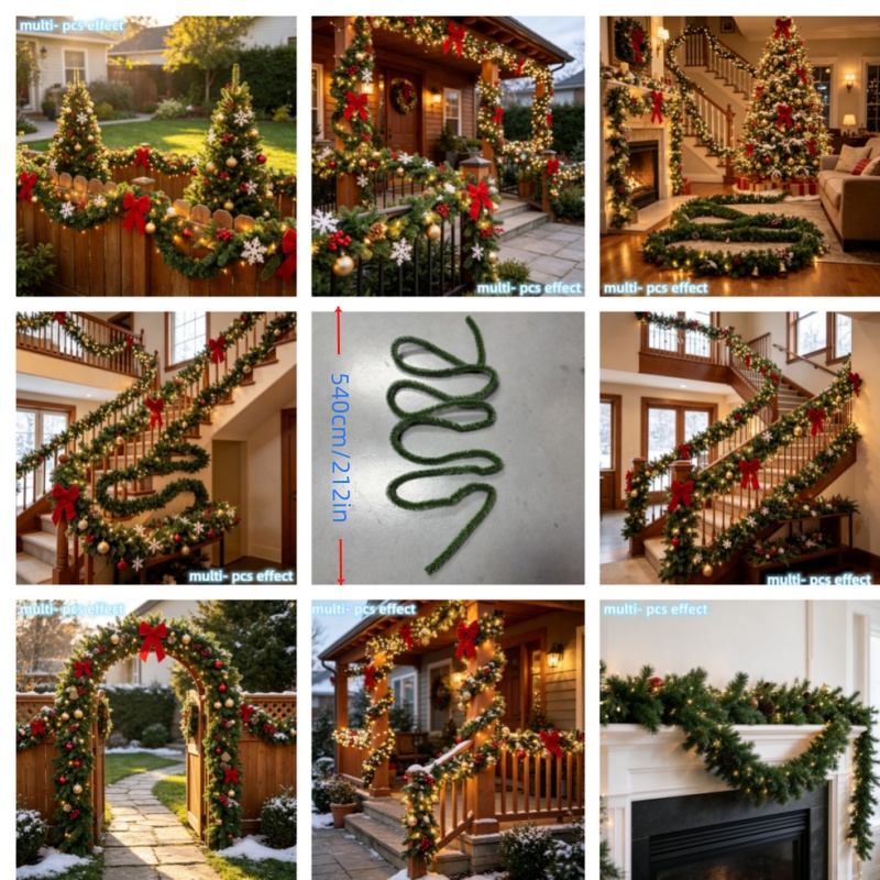 TEMU 1 Bouquet de Guirlande de Sapin Très Réaliste, 5,4 Mètres de de Sapin Verte, Idéal pour Noël en Intérieur/Extérieur, le Nouvel An et Diverses