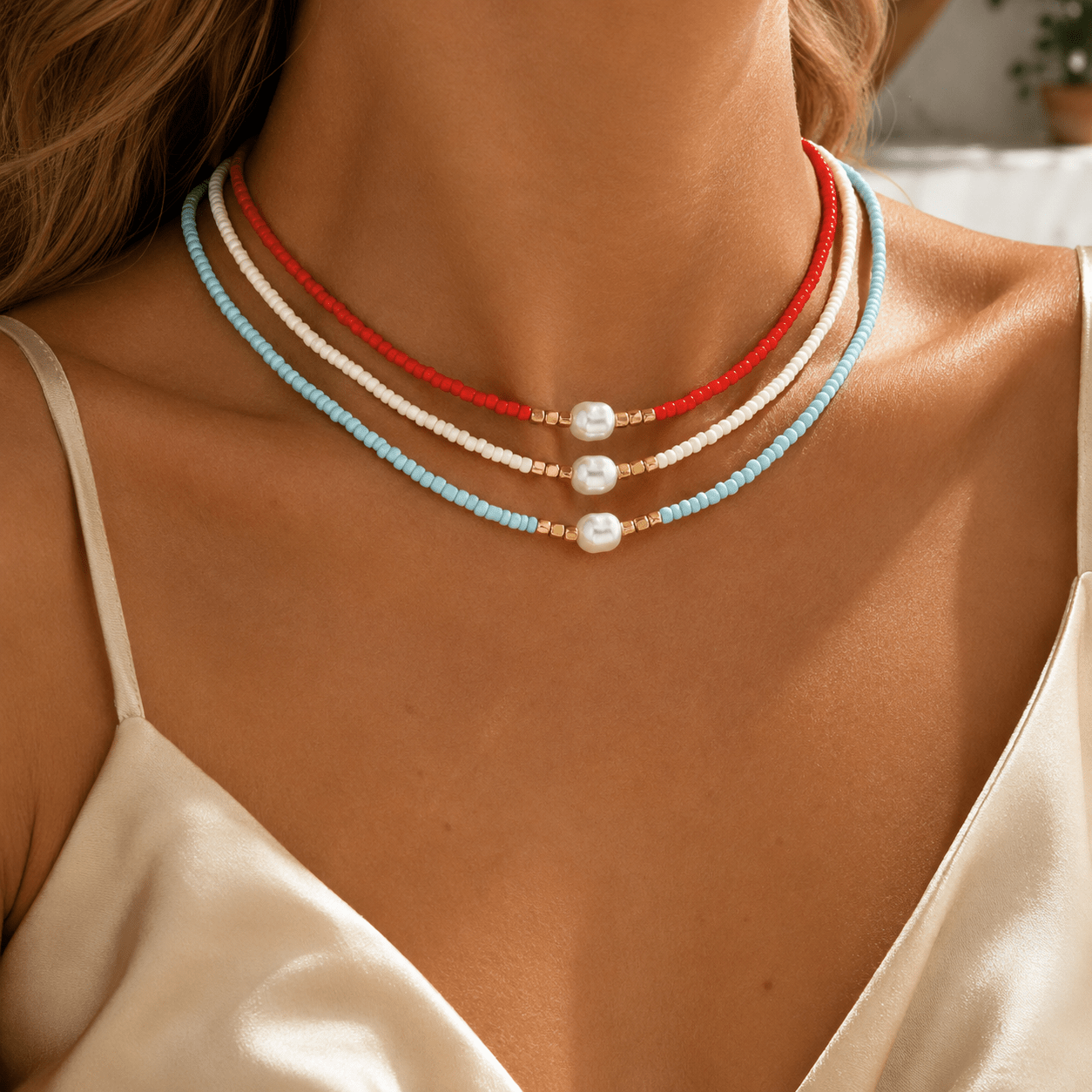 3pcs Bohemian Vintage Irregular Imitation Pearl Beaded Choker Necklace Set for Women, Daily Vacation Beach Party Wear, Valentine S Day Gift, Birthday Gift
