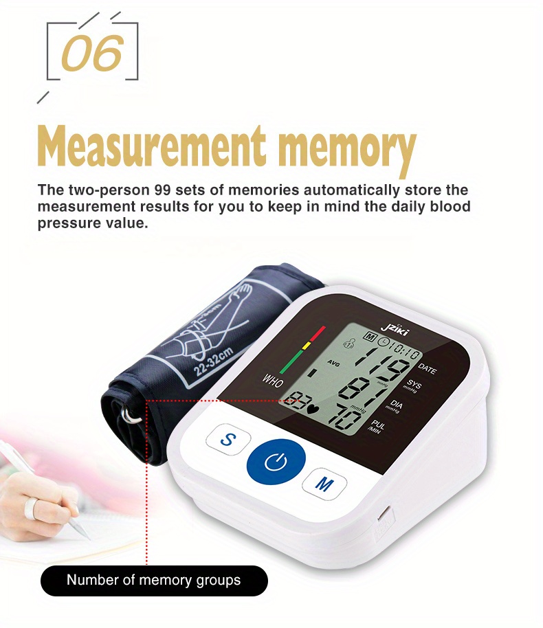 upper arm blood pressure monitor machine kit smart voice broadcast blood pressure cuff 2   99 x 2 sets memory with large lcd display suitable for family parents   during pregnancy ip22 Product details 5