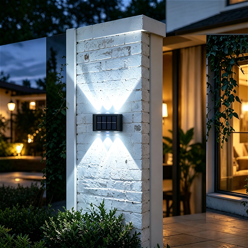TEMU 1pc 6-led Solar Wall Light - Warm Light/colorful Light/white Light, Wall Lamp | Smart Light | Light Sensor | Automatic Night Lighting, Changing,