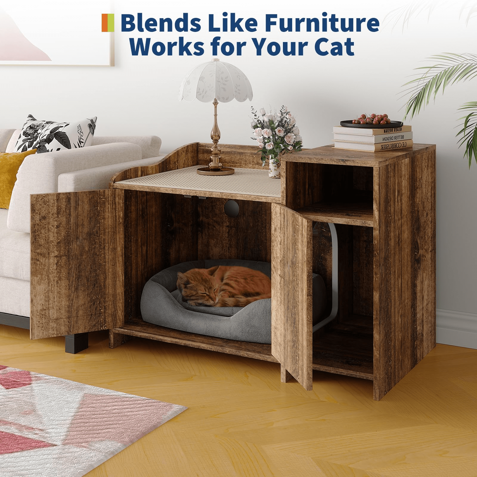 Cat Litter Box Enclosure with Storage Space