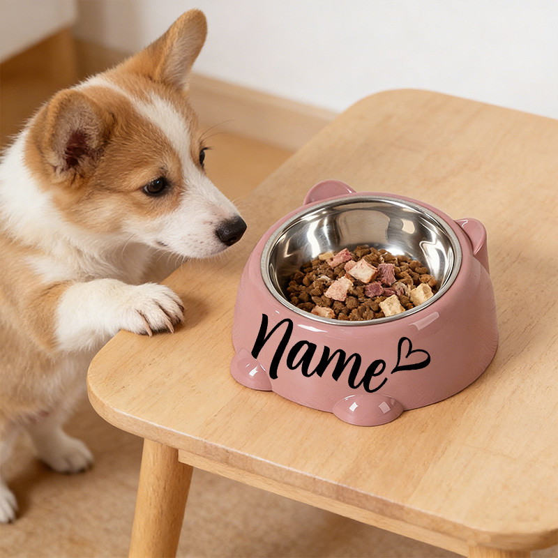 TEMU Customized Names Pet Bowl, Cute, Cat Bowl, Dog Bowl, Plastic Bowl   Stainless Steel Bowl, Are 3 Styles From, Which To The Food Basin For Pets,