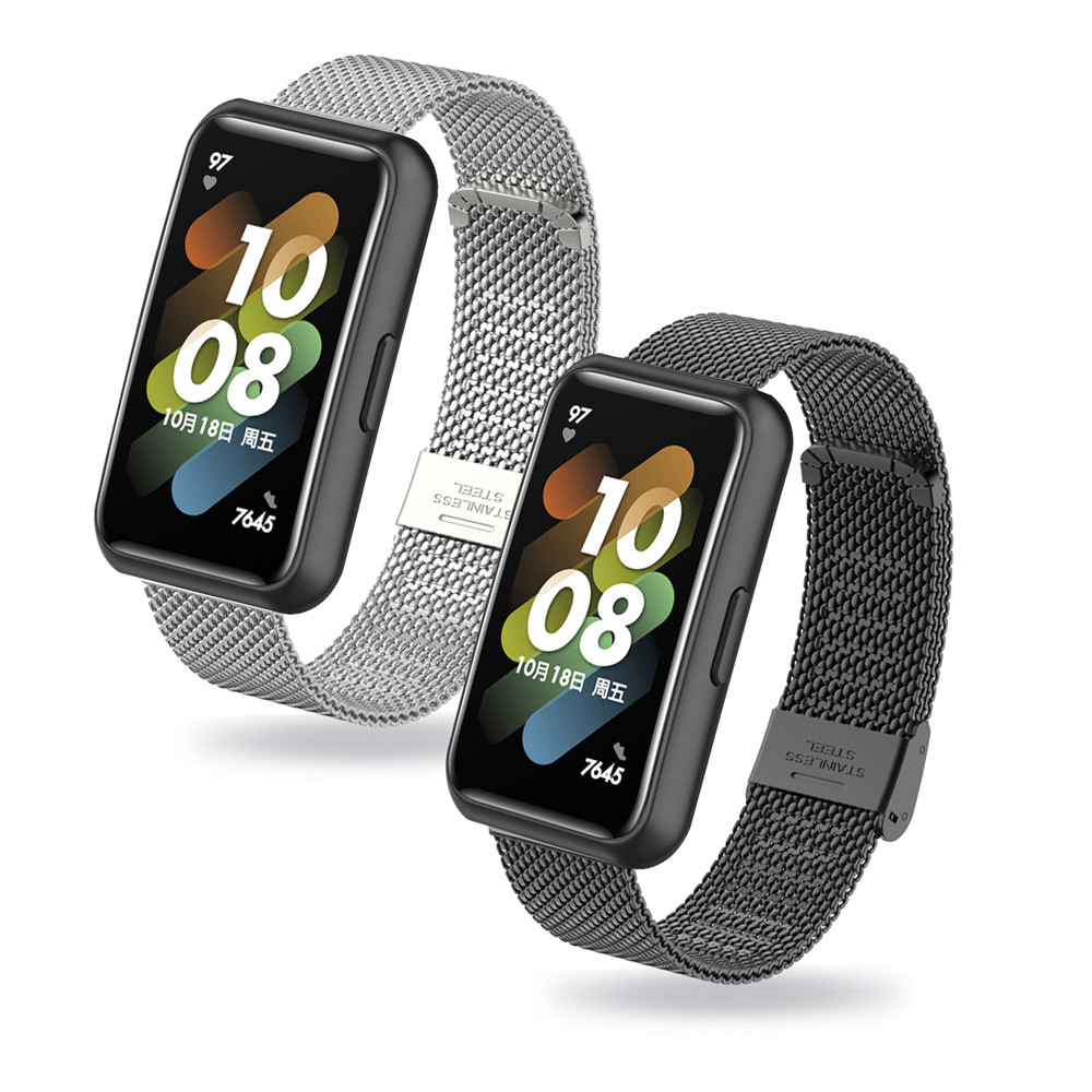 TEMU This Pack Of 2 Milanese Loop Straps Is Compatible With The Huawei Band 7. Are Highly Breathable And . Mesh Stainless Steel Strap For The Huawei