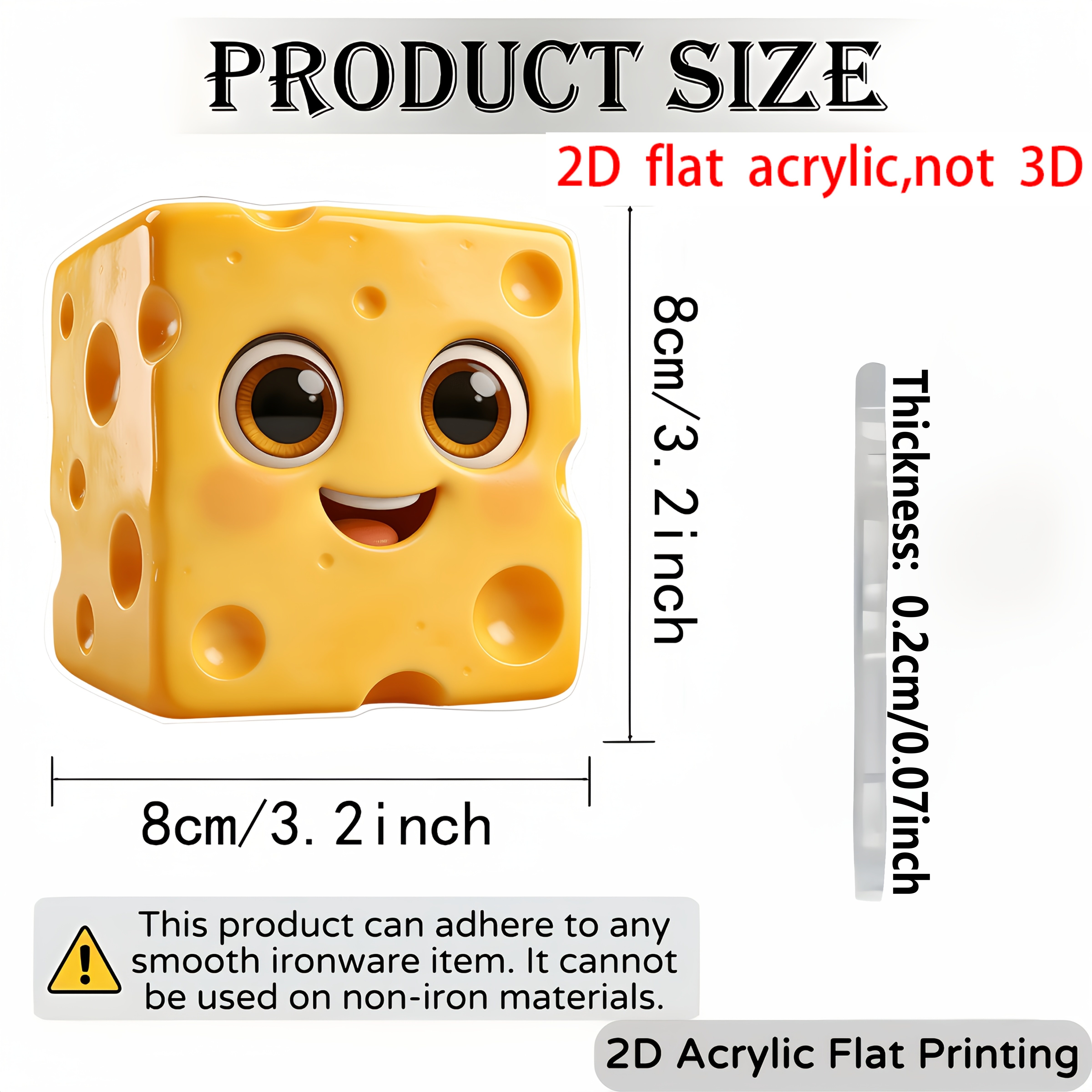 Image of Cheese-shaped Magnet Suitable For Refrigerator, Door & Mailbox Decor - Adorable Acrylic Cheese Magnet With Base, Housewarming/birthday Gift, Fridge Decoration For ()
