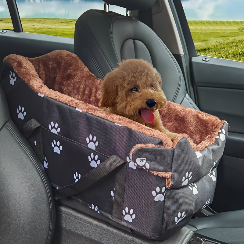 TEMU Non-slip Car Pet Bed Plush Cute Paw Print Lightweight Warm Small Dog Sofa Easy To Clean Soft Comfortable Car Pet Bed Plush Paw Print Non-slip