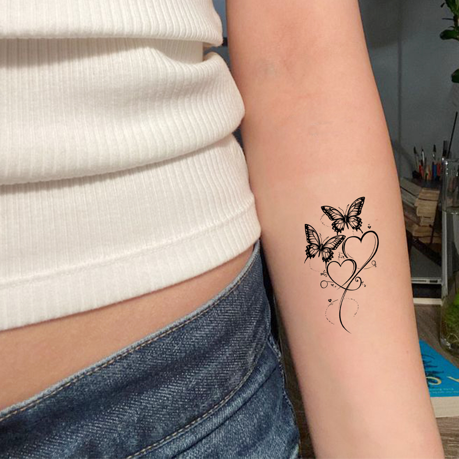 10er Set Schmetterling Temporäre Tattoos – Fluoreszierend Unter Schwarzlicht, Für Party & Club