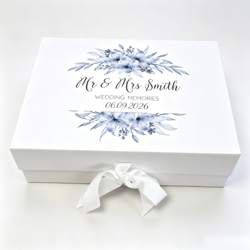TEMU Gift For Her/him Wedding Hamper Box With Text/name/date - Heavy-duty Paper Board Suitable For Wedding , Photo Frames, Display, Bridal Gifts,