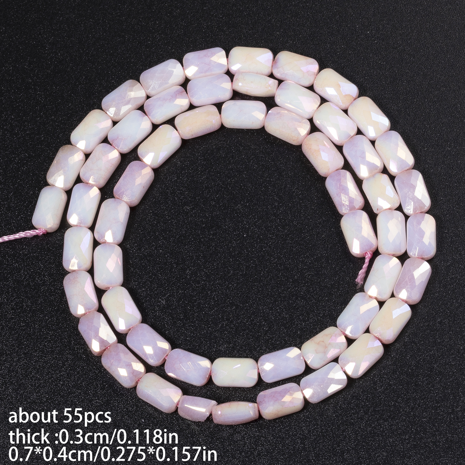 TEMU 55pcs de perles de cristal facetées à grille multicolores rose couleur AB, perles décoratives d'espacement rectangulaires, parfaites pour la