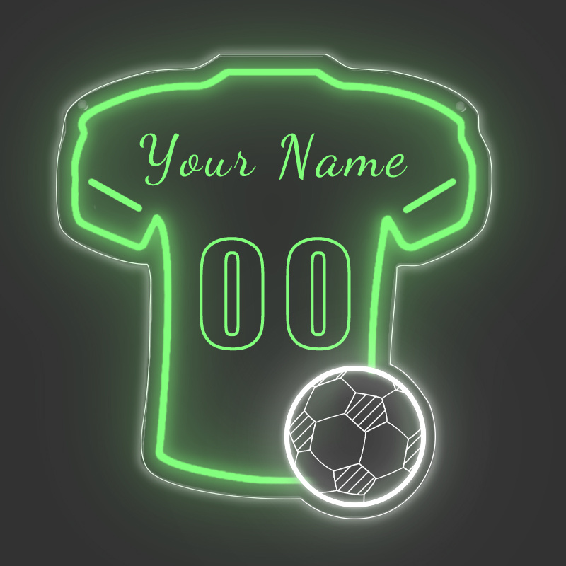 1pc customizable football jersey neon sign usb powered led wall decor with personalized     design   sports fans home office or soccer room decor   feature ideal for birthdays anniversaries parties football neon light sign