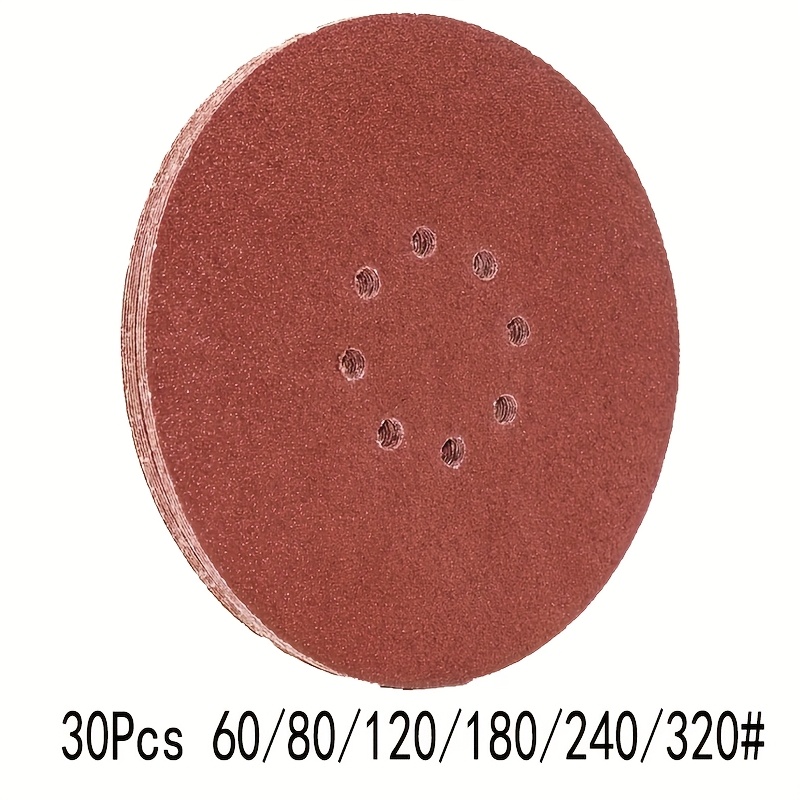 E-shop 30-teiliges 9-Zoll (225 mm) Schleifpapier-Schwabbel-Set, inklusive 8-Loch-Klett-Schleifpapier in Körnung 60-320 (mittelfein). Geeignet für