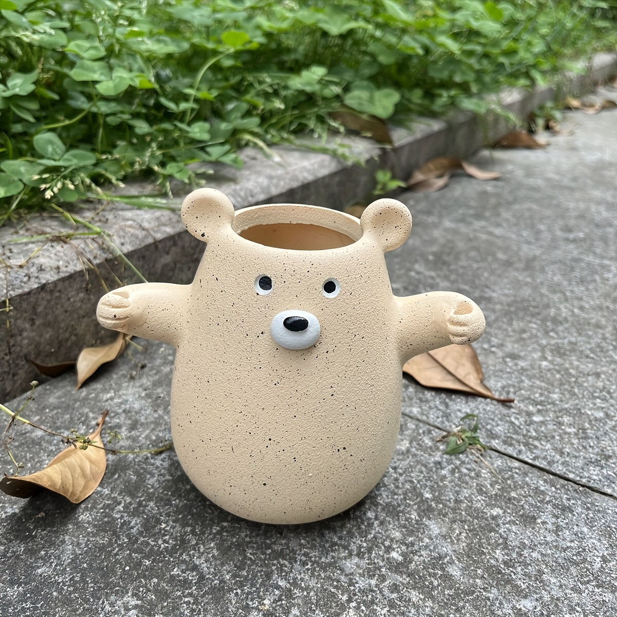 1개의 절충적인 수지 곰 화분, 야외, 발코니, 테라스 장식, 탁상 장착, 전기 불필요, 가정, 사무실, 커피숍에 이상적, 추수감사절, 어머니의 날 선물에 적합