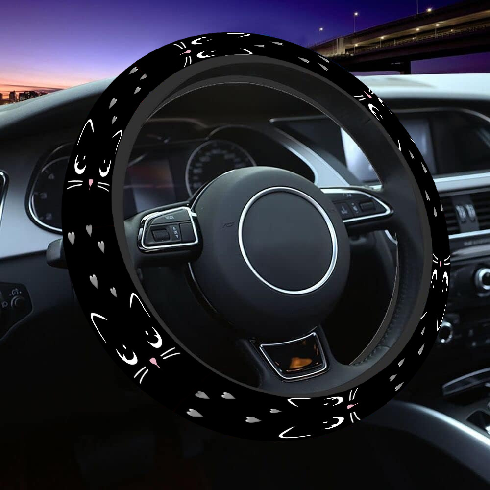 TEMU 1pc Of Adorable Cat Heart-patterned Steering Wheel Covers With Anti-slip , Suitable For Cars, Suvs, And Trucks. A Universal 15-inch Accessory That Enhances Your And A Perfect Gift For