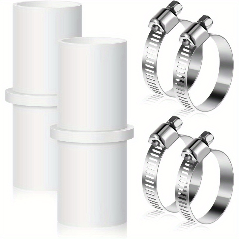 2pcs washing machine drain hose connectors, fit for 2.03 cm, hose washer extension adapter with 4pcs drain hose clamps for washing machine   pipe, washer drain hoses, washing machine hose connector, portable washing machine hose, hose for washer, dishwasher drain hose extension,  , secure hose fitting,   clamps, sturdy construction, apartment maintenance, home appliance repair 0