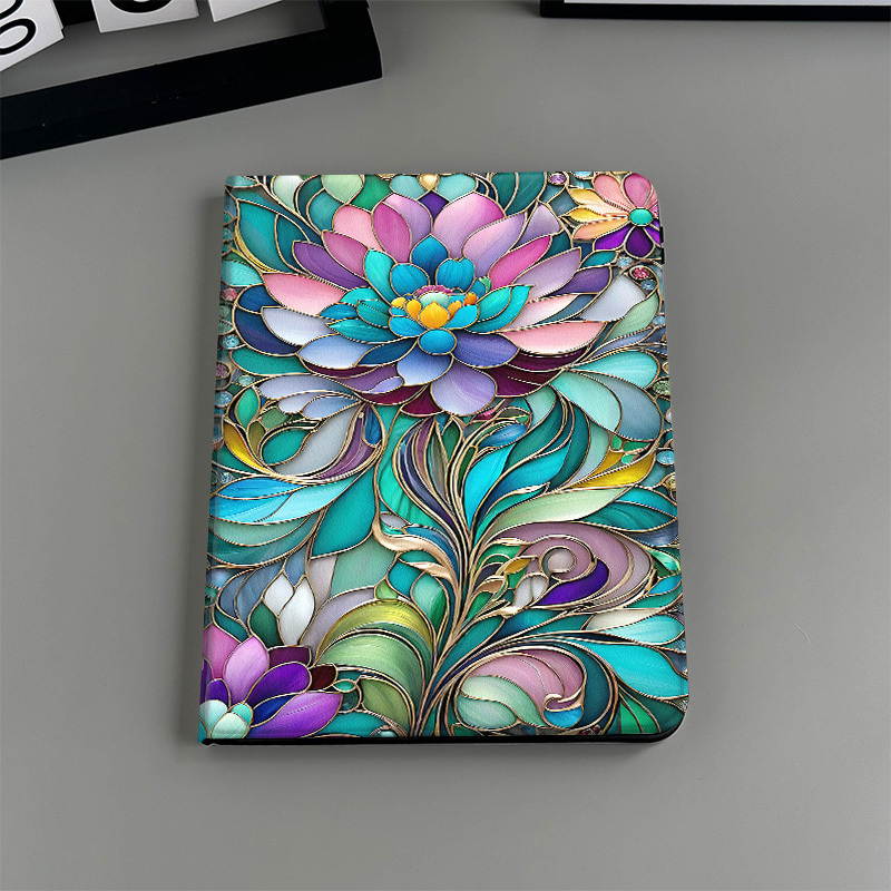 TEMU A Protective Case For Tablets Featuring A Stained , Students At Parties. It Includes A Slot For A Pen And Has A Creative Print