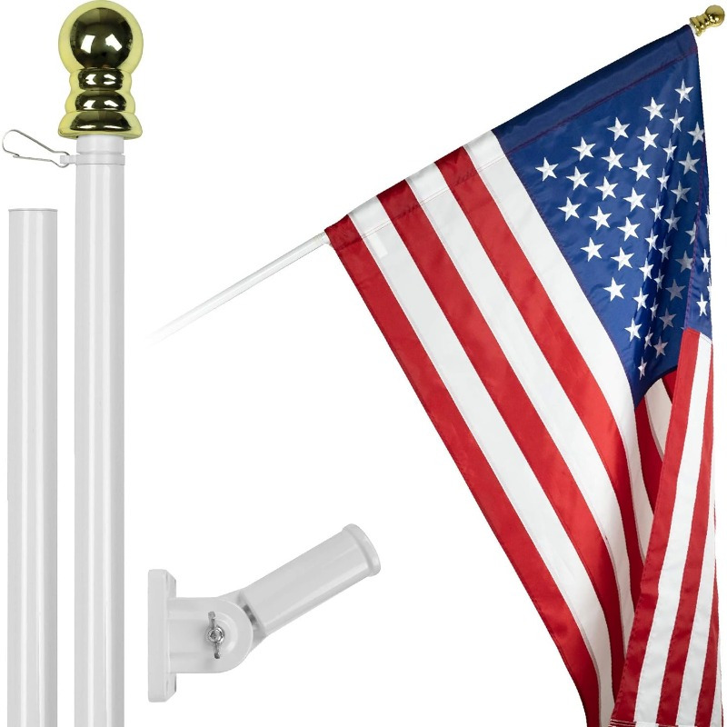 

3x5 Feet Flagpole (white/ Silver) American Flag Pole Sleeve Embroidered 3x5 Ft American Flag Pole Sleeve (flag Included) Aluminum Flag Pole | Flag With No Grommets