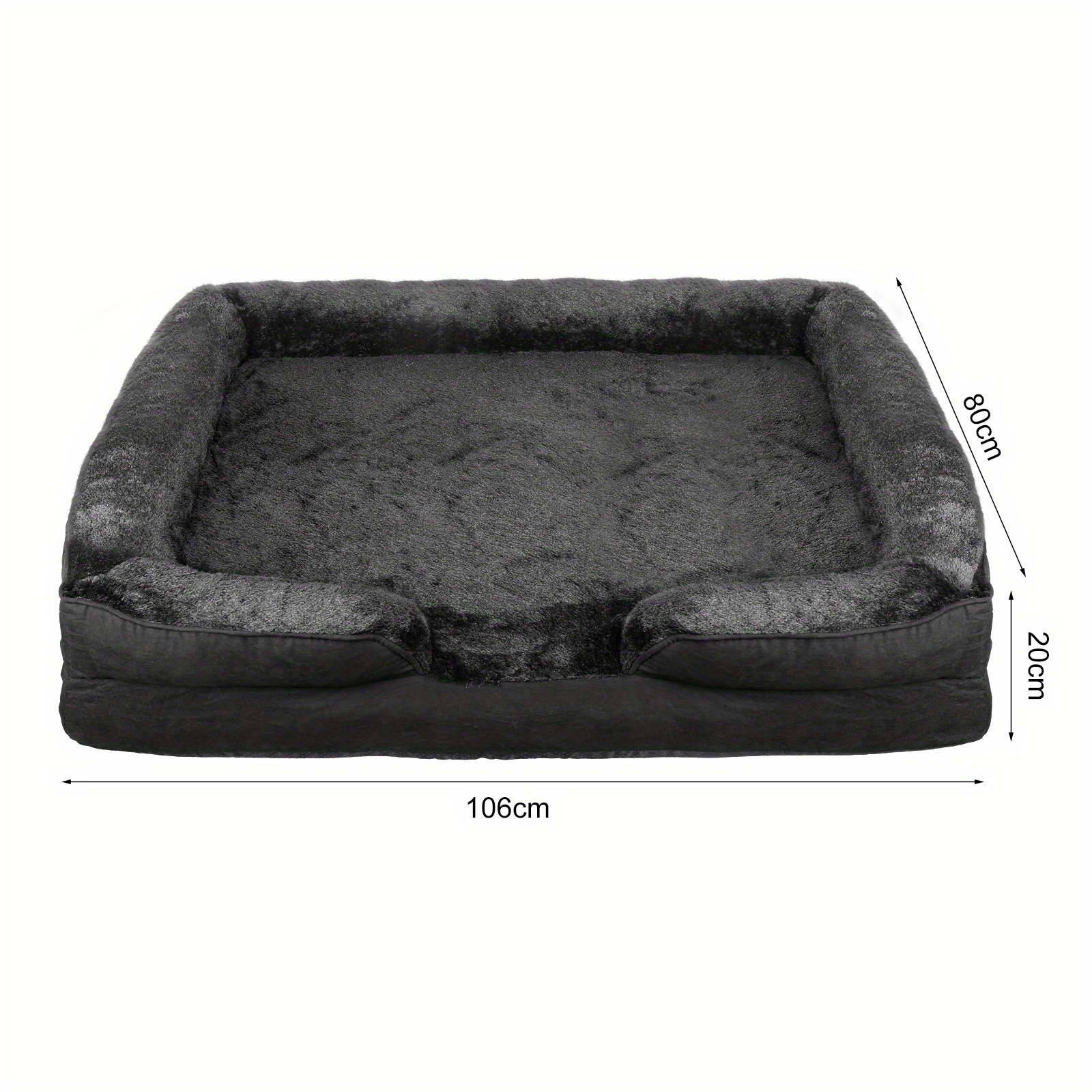 Dog Basket, Dog Bed, Large U-shaped Kennel, Soft And Comfortable,, Black, 106 X 80 X 20cm.