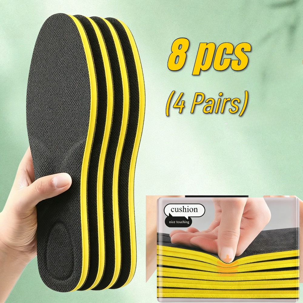 E-shop 8 Stück/4 Paar Hochelastische EVA Stoßdämpfende Sport Einlegesohlen | Unisex, Schweißabsorbierend, Atmungsaktives Gewebe, Leicht und Bequem für