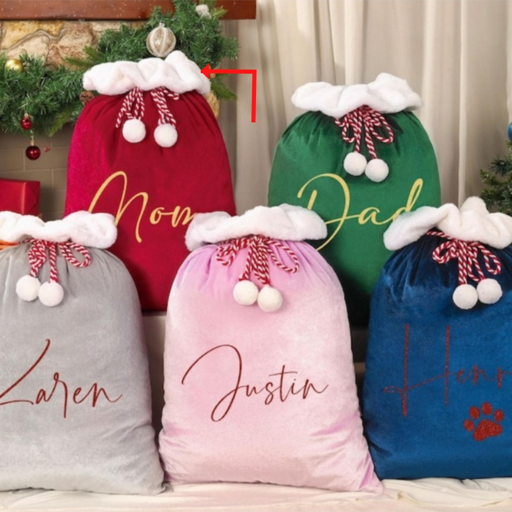 TEMU Personalized Embroidered 2024 Christmas Gift Bag, Large Santa Sack, Christmas Stocking Bag, Custom Santa Bag With Name, Holiday Gift Bag, Santa