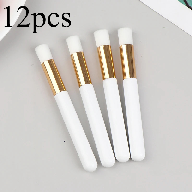 

12pcs Precision Craft Blending Brushes, 0.4" Diameter, White With Golden - Nylon Bristles For Smooth Ink Mixing & Painting, Handles