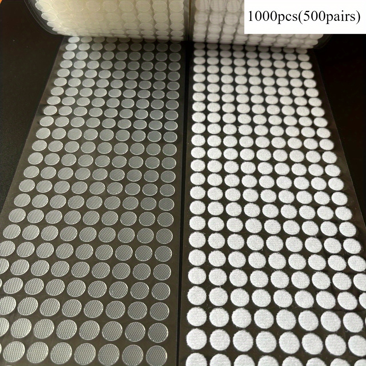 TEMU 1000 piezas, 500 unidad de anillos de gancho autoadhesivos transparentes, 1 cm/0,39 pulgadas, pegatinas mágicas autoadhesivas de nailon,