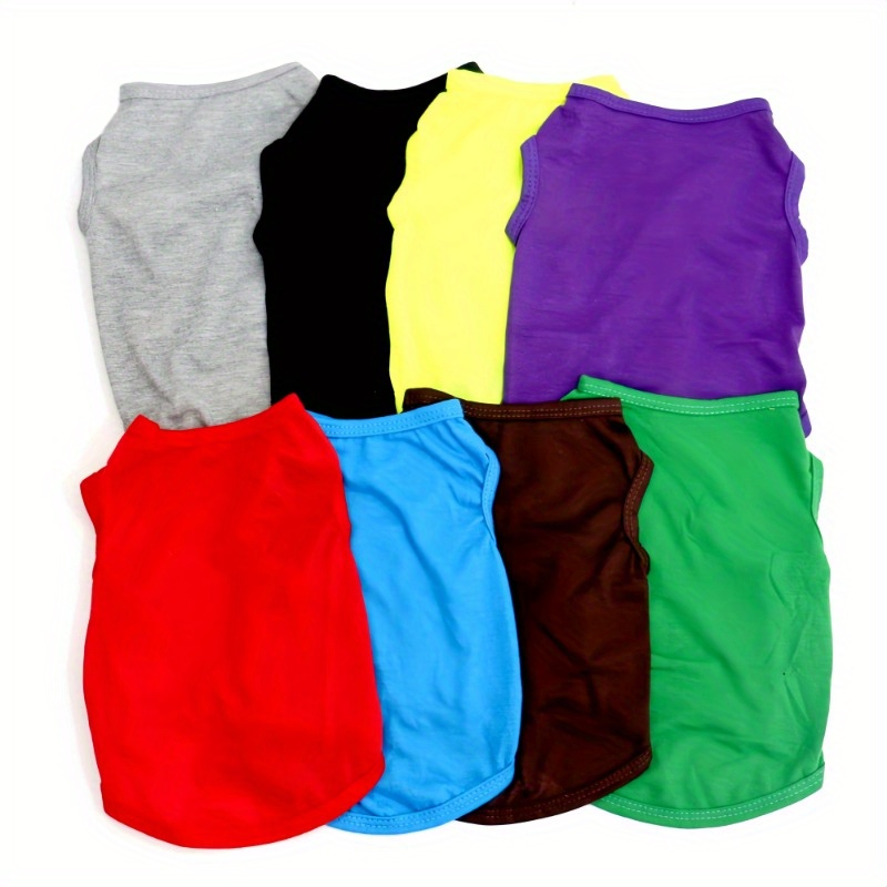 TEMU 8pcs Breathable Pet Shirts For - Lightweight Sleeveless Pullover Tops, Cool Summer Outfits For Small/medium , Solid Color Dog Shirts (easy Vest