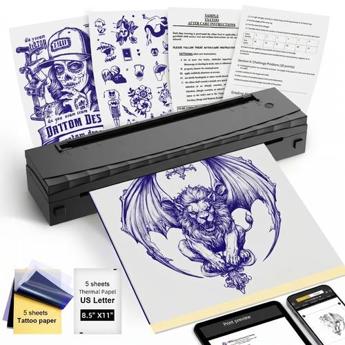 2026 new inkless a4 thermal printer document printer and tattoo transfer printer wireless thermal printer compatible with smartphones and tablets suitable for thermal paper tattoo transfer paper