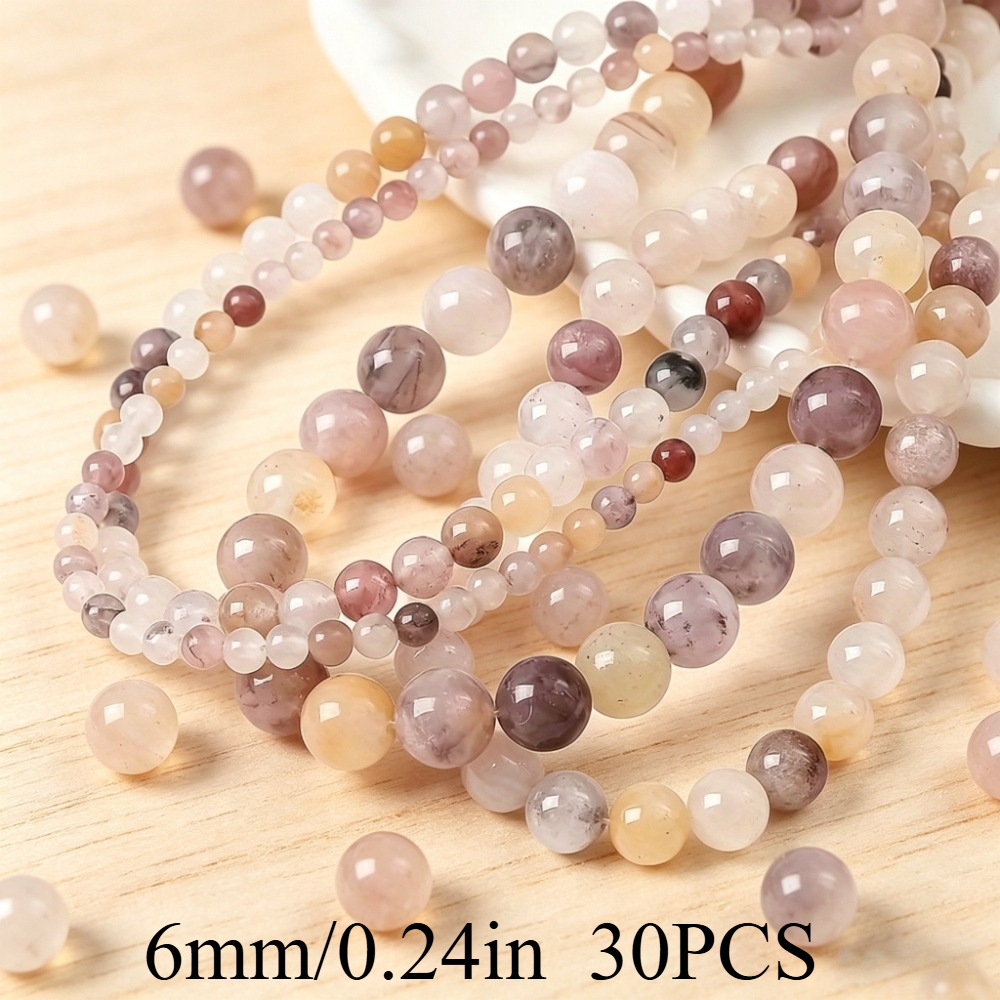 TEMU Bohemian Style Quartz Beads, Natural Stone Round Beads, For Jewelry, Necklace, Earring Additions, Suitable For Jewelry