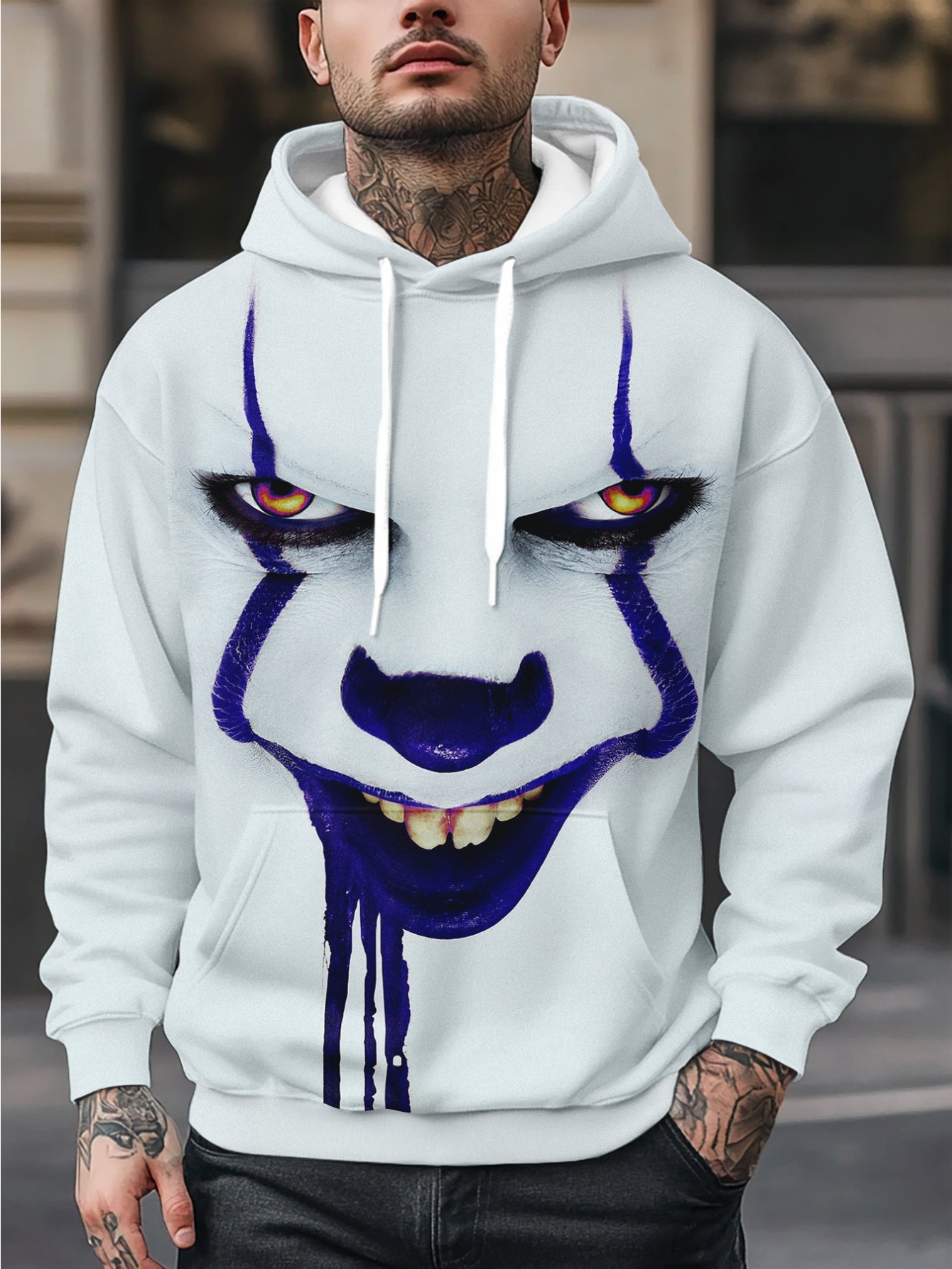 WB Joker grafische herenhoodie - Quinn Face Paint Design