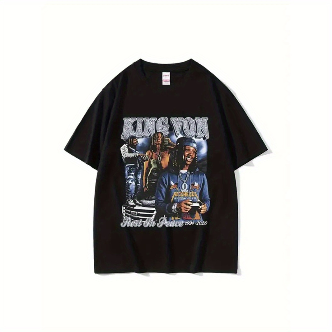 

K- Von Graphic Tee For Men - Oversized T- Hip-hop , , Sleeve, & , Streetwear, Non-transparent, Fit