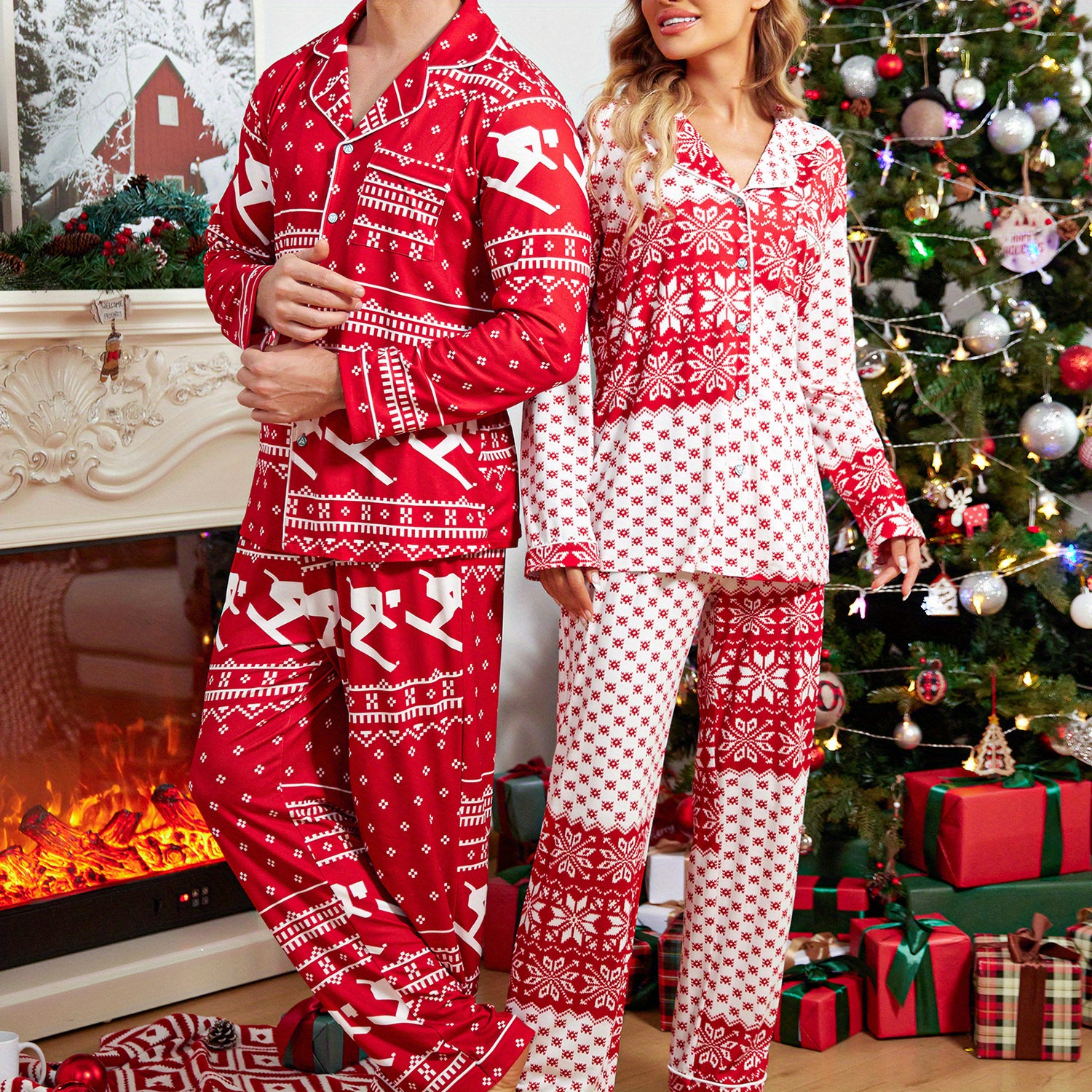 

Christmas Pajamas For Christmas Pajamas Mens Long Sleeve Pj Set 2 Pajamas Set Outfits Couple Pajamas