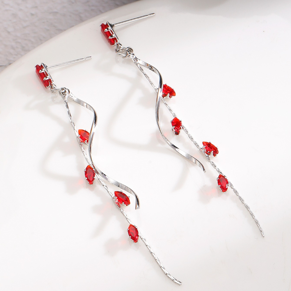Exquisite Tassel Earrings with Synthetic Zirconia, Elegant Design
