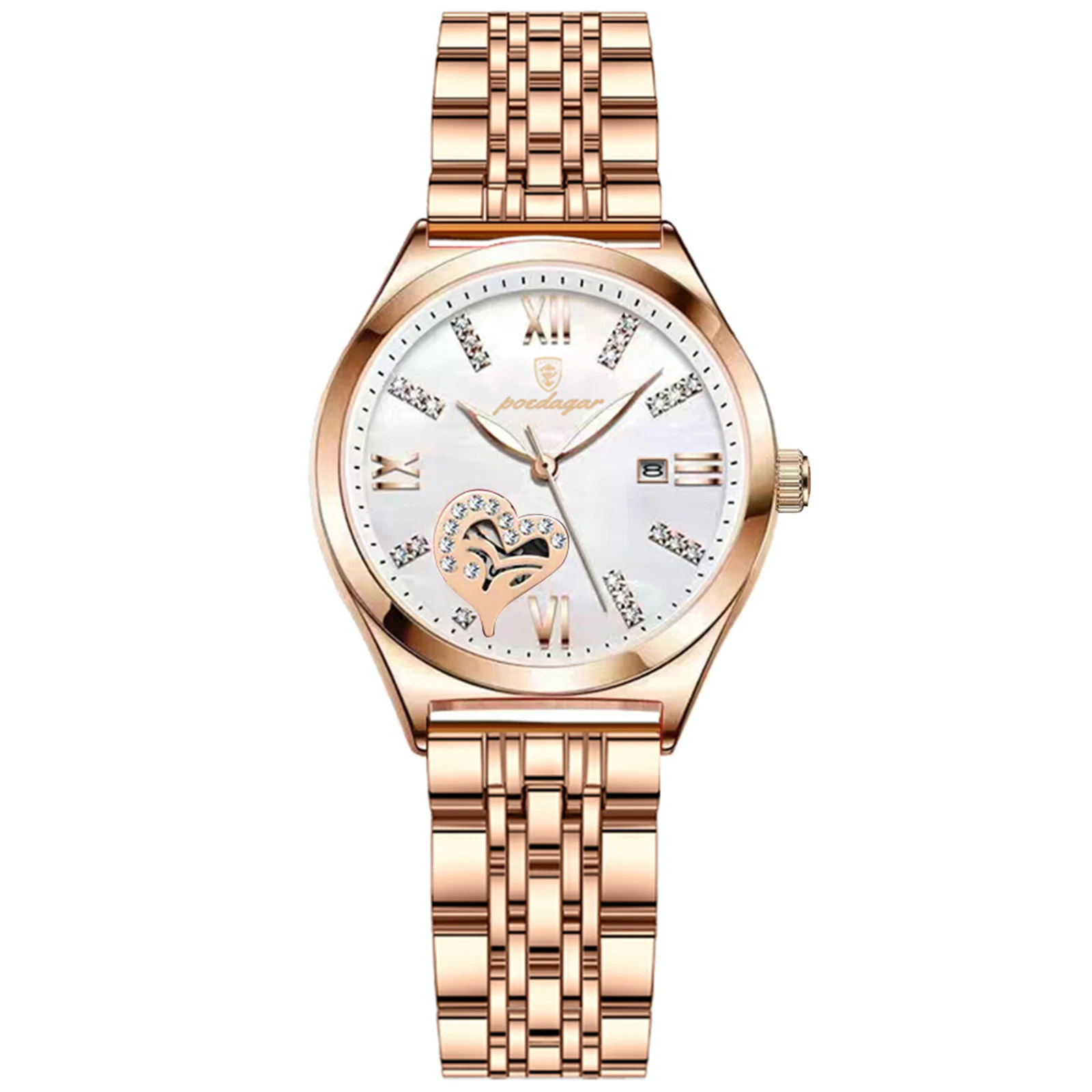 TEMU Ladies Exquisite Luxury Watch With Luminous Date Display, Stainless Steel Casual Women's Watch With Complimentary Watch Box