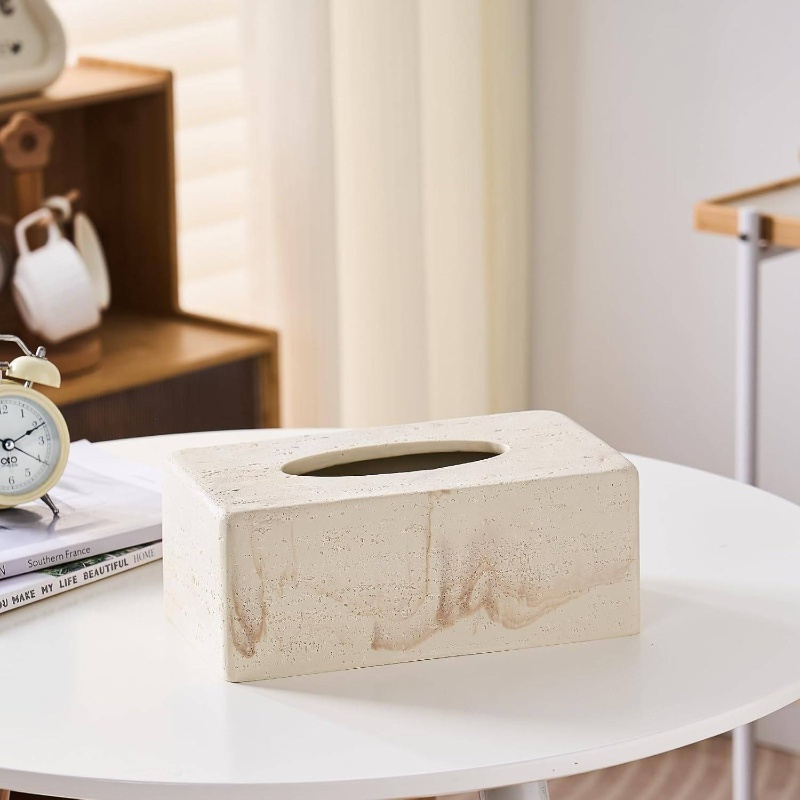 natural   textures tissue box cover - heavy-duty resin rectangular bathroom countertop organizer, 4-inch height, beige marble design for home decor, office, or bedside table, durable & stylish storage solution, bathroom decor and accessories, office accessory, modern decor,  , textured surface, sturdy construction, home organizers, minimalist decor,   material, office workers, decorative cube holder, fall home decor with burlap texture design Product details 7