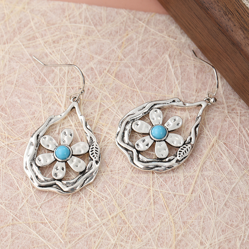 Bohemian Flower Earrings Water Droplet Shape