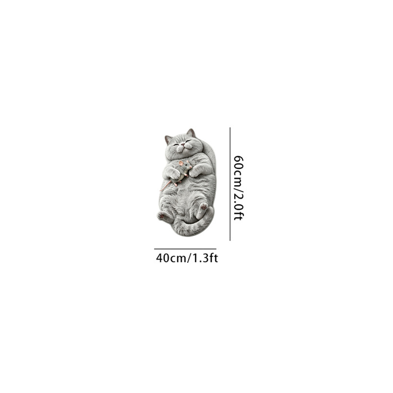 TEMU Velvet Pointed Base 2d Painting Thin Plush 3d Effect Non-long Pile Cute Lazy Light Gray Cat Mouse Shaped Irregular Carpet Fashionable Individual