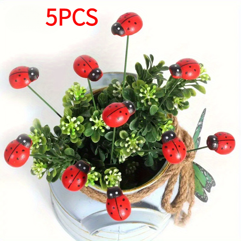 TEMU 【2D Plat】 [2D Plat] Fleurs d'Insectes Artificielles Rouges. Fleurs Artificielles Décoratives d'Extérieur, Adaptées à la Décoration Intérieure et