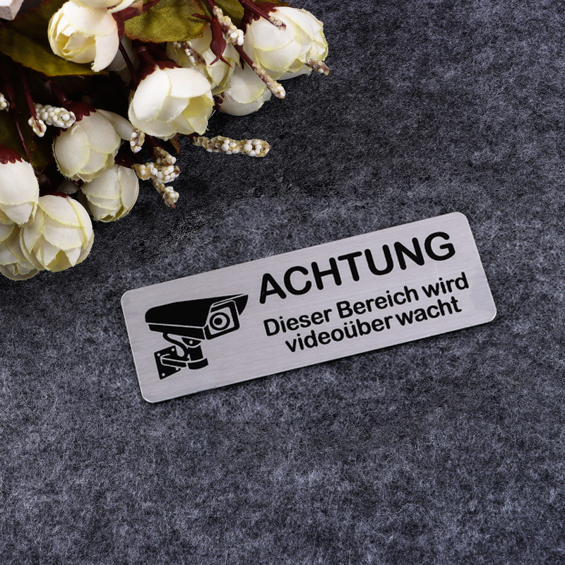 1pc Of Self-stick Warning Sign Aluminum Surveillance Warning Sign Area Sign